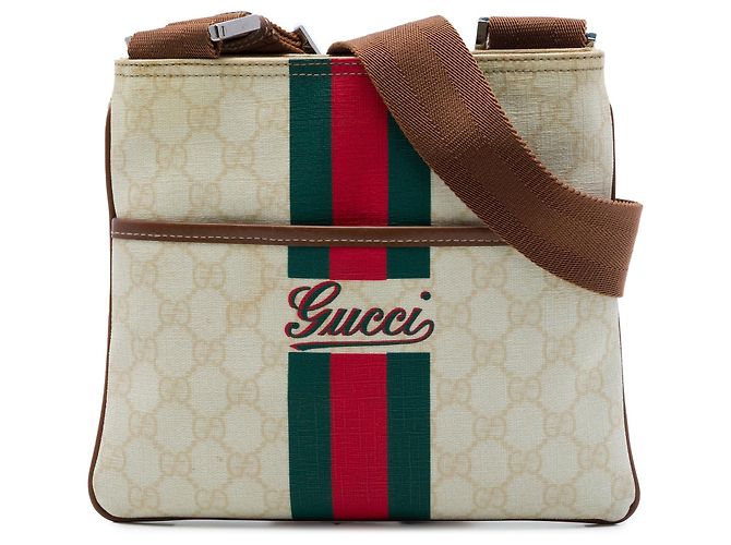 Borsa a tracolla Gucci GG Supreme Web bianca Bianco