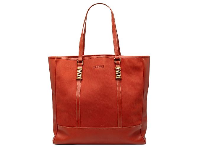 Bolsa Tote LOEWE Velazquez Twist em couro laranja