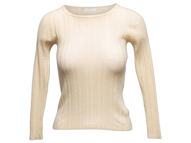 Beige Prada Ribbed Wool Long Sleeve Top Size IT 42