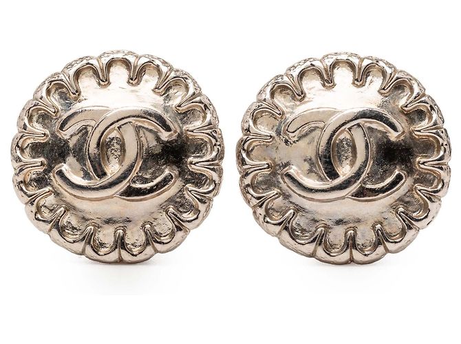 Chanel CC Clip-Ohrringe silberfarben versilbert 