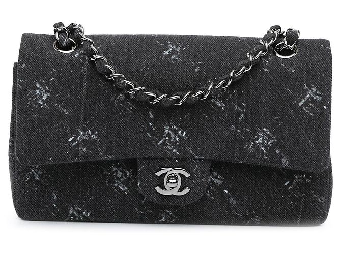 Borsa a tracolla Chanel Medium Denim Double Flap nera Nero
