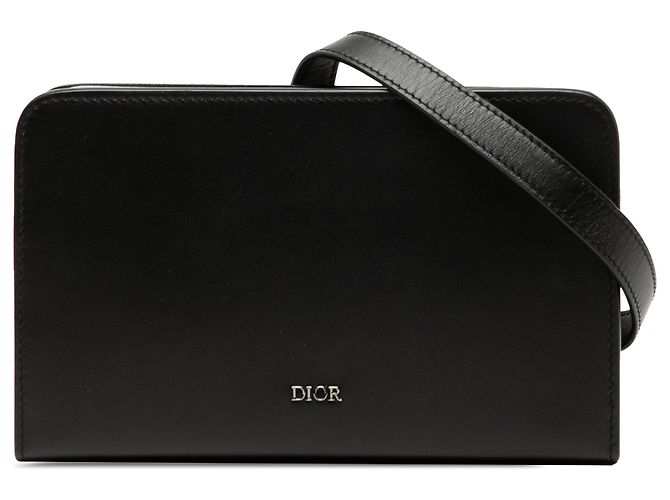 Borsa Messenger Ultra Pouch Dior in pelle nera con quadrante Nero