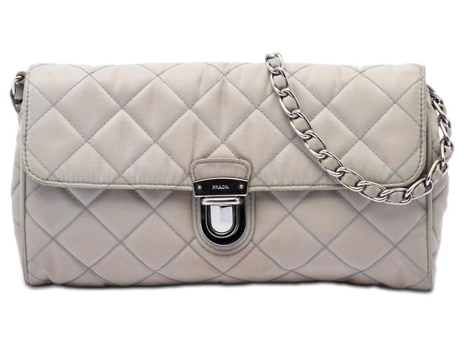 Beige Prada Impuntu Tessuto Chain Crossbody