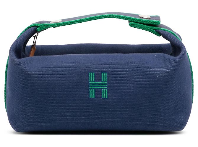 Blue Hermès Small Canvas Bride A Brac Etui Blau
