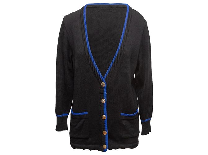 V-Ausschnitt Cardigan Schwarz & Blau Yves Saint Laurent Größe US S