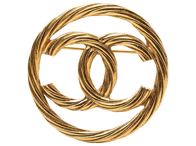 Chanel CC runde Brosche vergoldet Golden