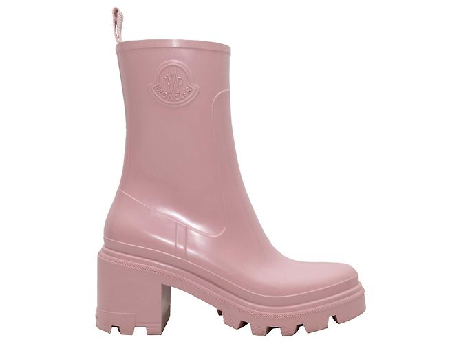 Rosa Moncler Absatz-Gummiregenstiefel Größe 38 Pink