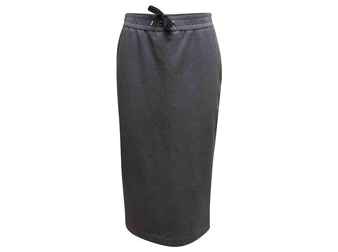 Grauer Brunello Cucinelli Baumwoll-Midirock Größe US S