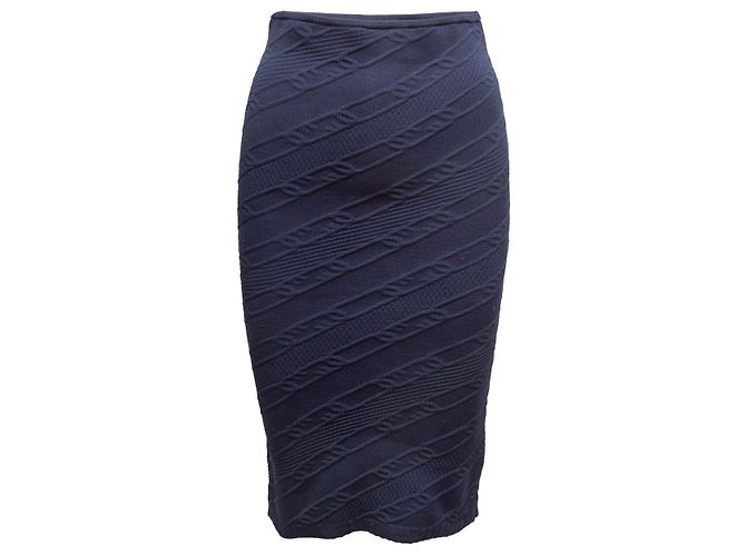 Navy Fendi Strukturstrick-Bleistiftrock Größe IT 36 Blau
