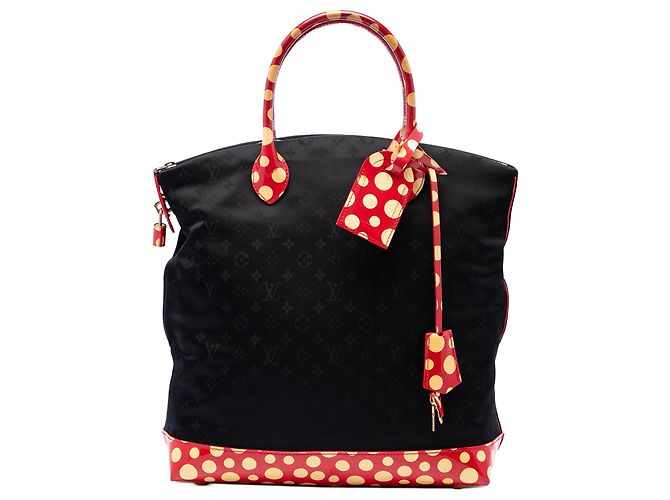 Borsa Black Louis Vuitton Yayoi Kusama Monogram Lockit Vertical Dots Infinity MM Nero
