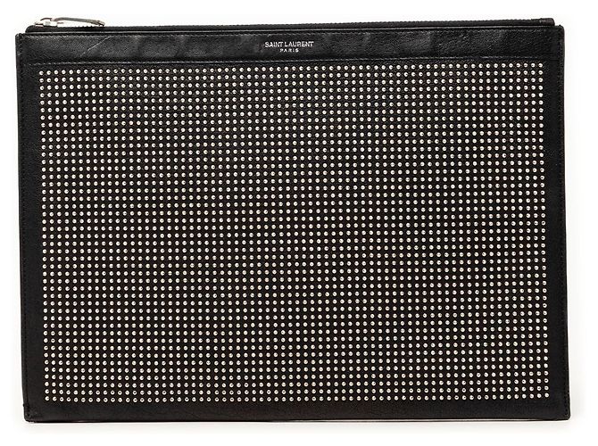 Clutch in pelle con borchie nero Saint Laurent