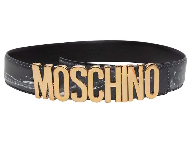 Moschino Logo Gürtel Schwarz & Weiß Größe 38