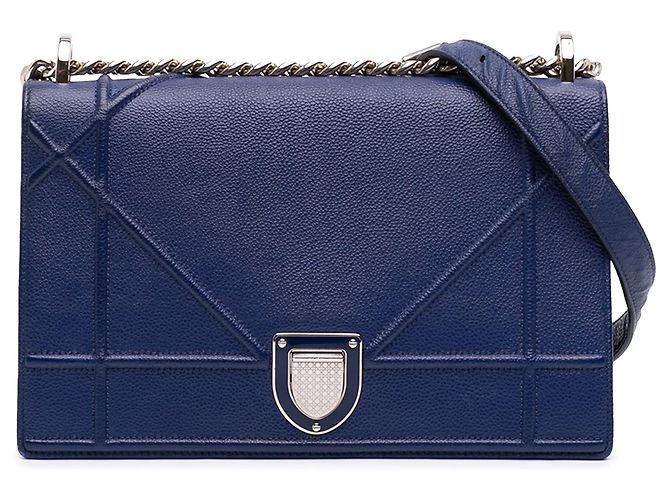 Bolsa transversal Diorama em couro de bezerro de grão médio azul