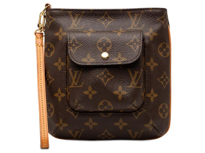 Braune Louis Vuitton Monogram Partition Clutch Bag