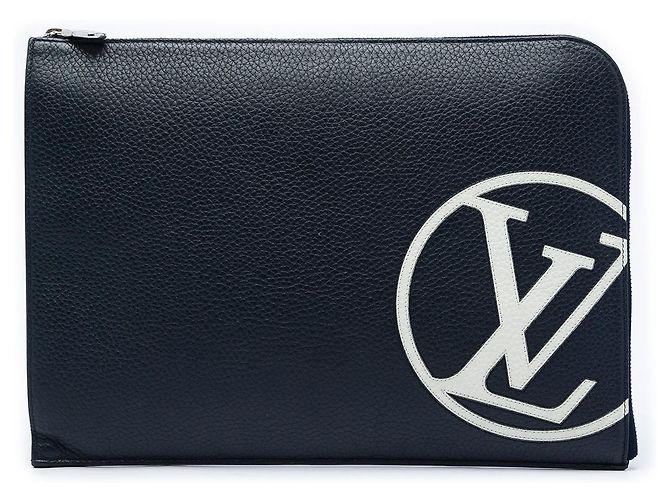 Pochette Jour GM Taurillon Initials Circle blu Louis Vuitton