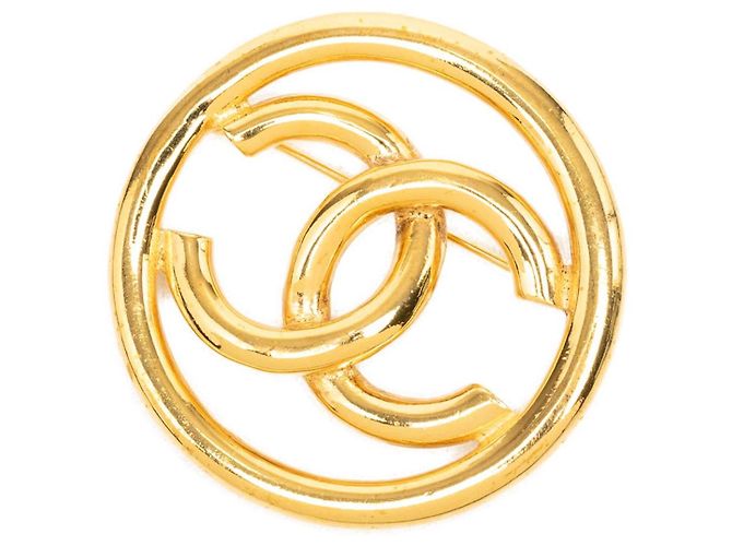 Chanel CC runde Brosche vergoldet Golden