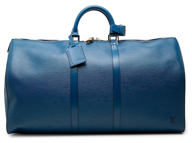 Borsa da viaggio blu Louis Vuitton Epi Keepall 55