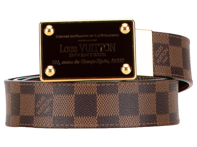 Cinturón reversible Louis Vuitton Damier Ebene Inventeur marrón Castaño