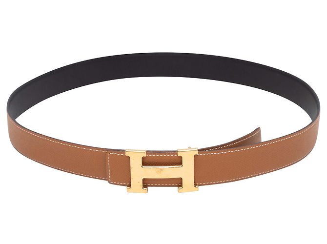 Hermès Ledergürtel mit Logo in Camel Kamel