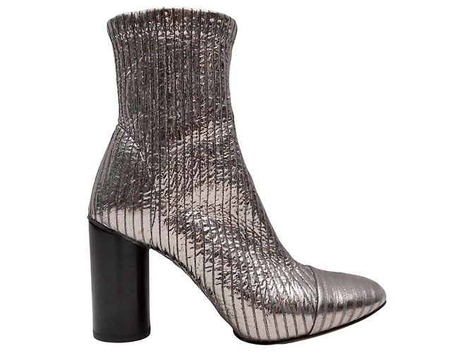 Silberne Isabel Marant Gestreifte Metallic Sock Boots Größe 36