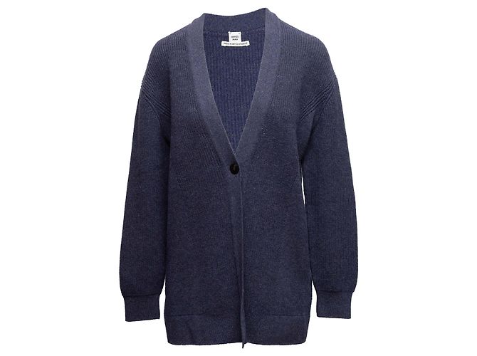 Hermès Navy Hermes Cashmere V-Ausschnitt Longline Cardigan Größe FR 34 Blau