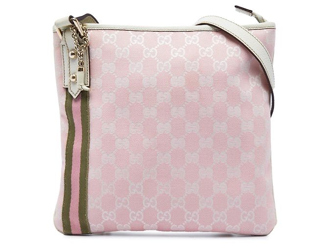 Borsa a tracolla Gucci GG Canvas Web Jolicoeur rosa