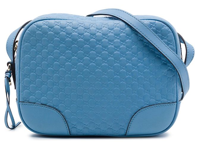 Borsa a tracolla blu Gucci Microguccissima Bree