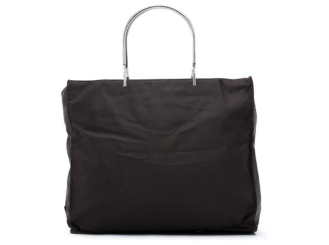 Tote Bolsa Prada Tessuto com alça de metal marrom