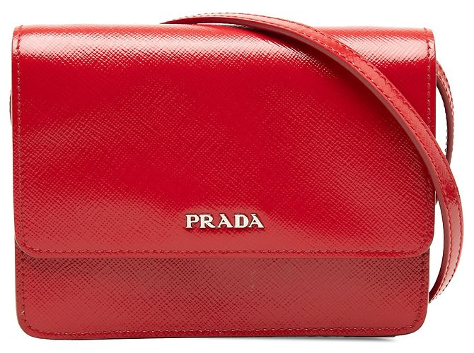 Borsa a tracolla Prada Saffiano Vernice rossa Rosso