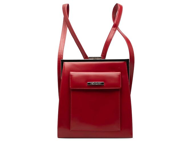 Red Saint Laurent Leather Frame Backpack
