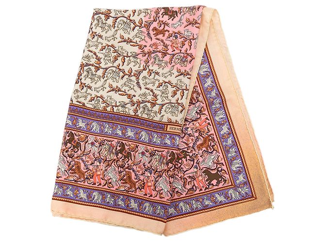Sciarpa in seta Hermès Chasse en Inde 90 multicolore