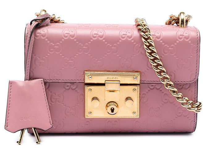 Borsa a tracolla Gucci Small Guccissima Padlock rosa