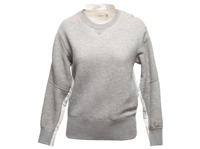 Sacai Sweatshirt Bluse Grau & Weiß Designer Größe 1