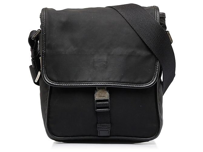 Bolsa Messenger Prada Tessuto preta com fivela Preto