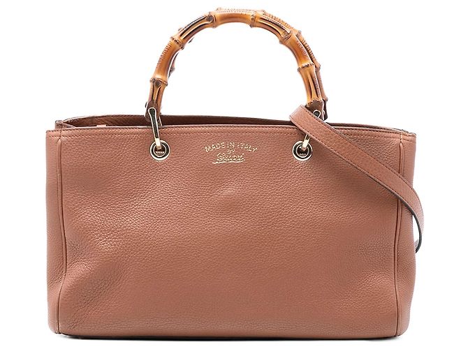 Bamboo Bolso shopper Gucci Medium de piel de becerro bambú marrón
