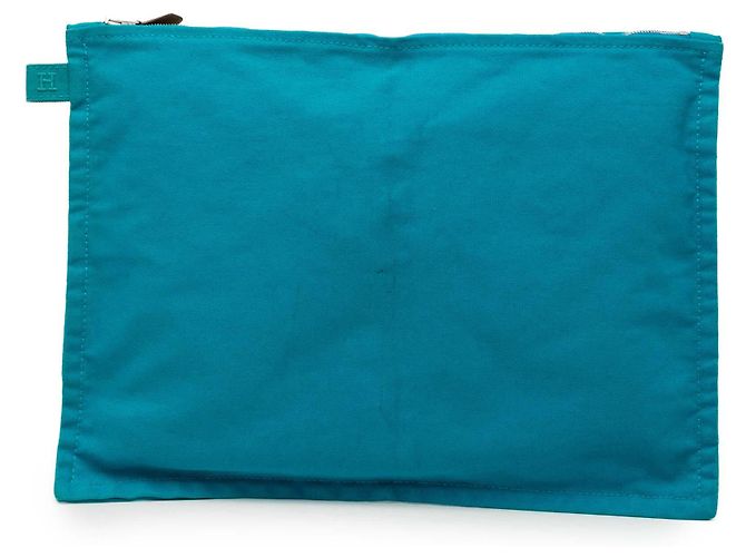 Pochette con cremallera Hermès Toile Bora Bora Blue GM Azul