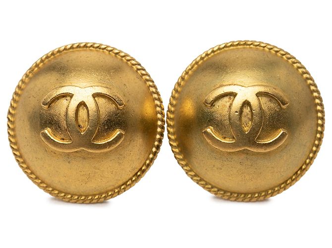 Orecchini a cerchio Chanel CC placcati oro D'oro