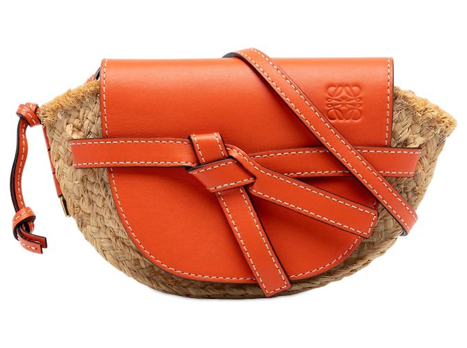 Mini bolsa transversal Gate em ráfia bege LOEWE