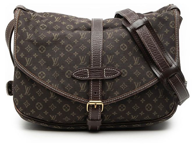 Borsa a tracolla Louis Vuitton Monogram Mini Lin Saumur 30 marrone