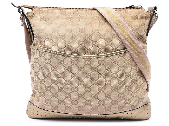 Bolsa transversal Gucci GG Canvas Web bege