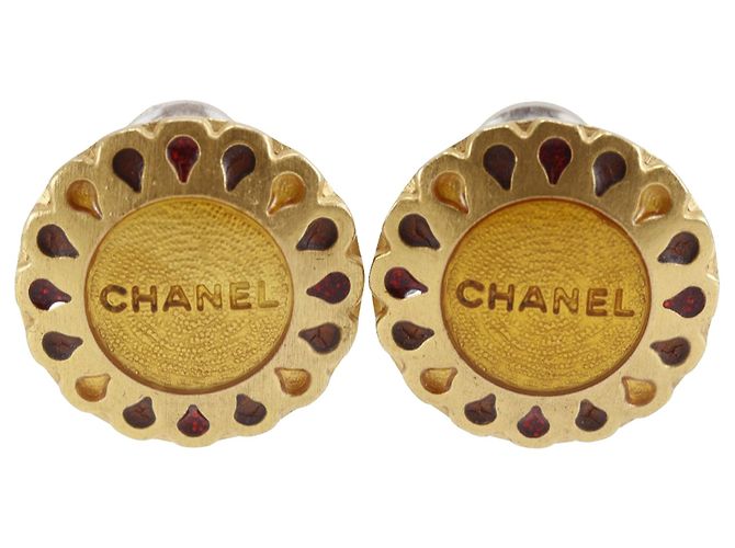 Orecchini a clip Chanel CC fiore placcati oro D'oro