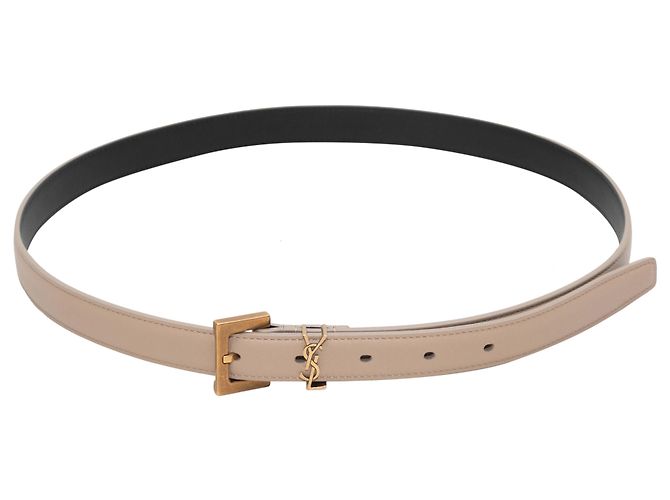 Schmaler Ledergürtel in Beige Saint Laurent