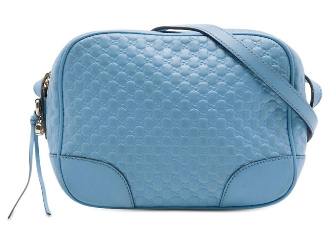 Borsa a tracolla blu Gucci Microguccissima Bree