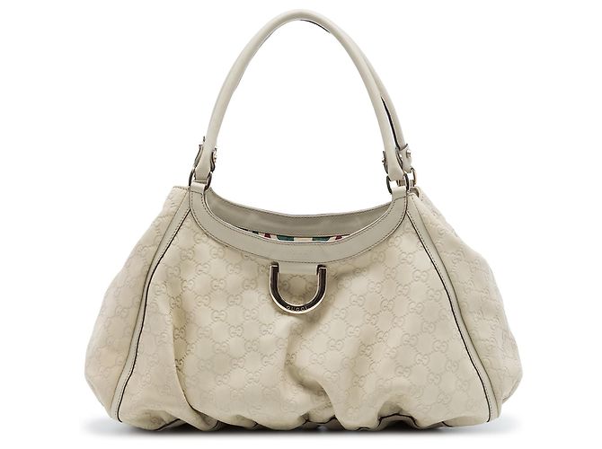 Gucci Guccissima Abbey D Ring Schultertasche Weiß