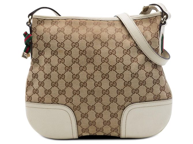 Borsa a tracolla Gucci GG Canvas Web Princy beige