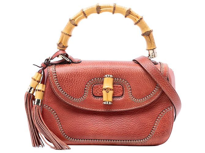 Borsa Gucci Medium New Bamboo in pelle rossa Rosso