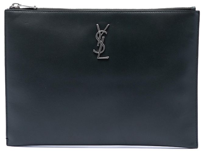 Blaues Saint Laurent Leder Monogramm iPad Case Clutch Bag