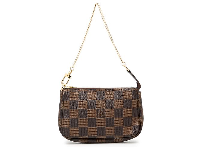 Bolso de mano Mini Pochette Accessoires Louis Vuitton Damier Ebene marrón Castaño