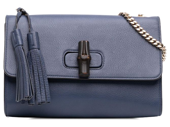 Bolso bandolera Gucci Medium Leather Miss Bamboo azul