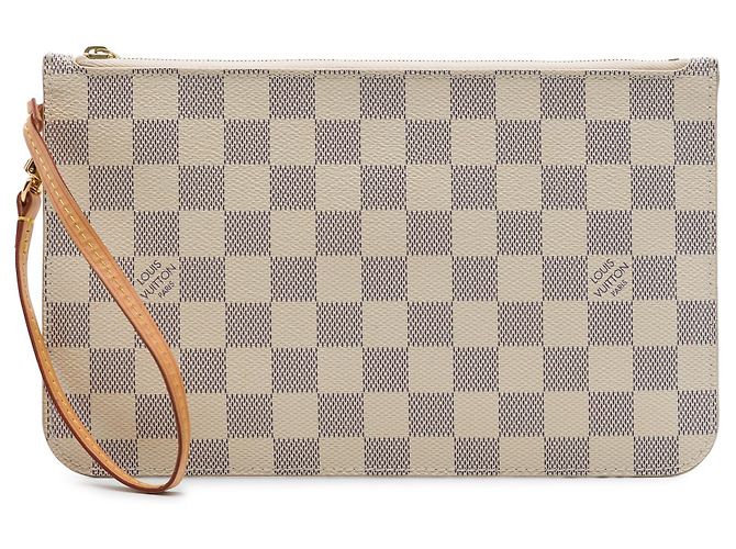 Pochette Louis Vuitton Damier Azur Neverfull MM Blanche